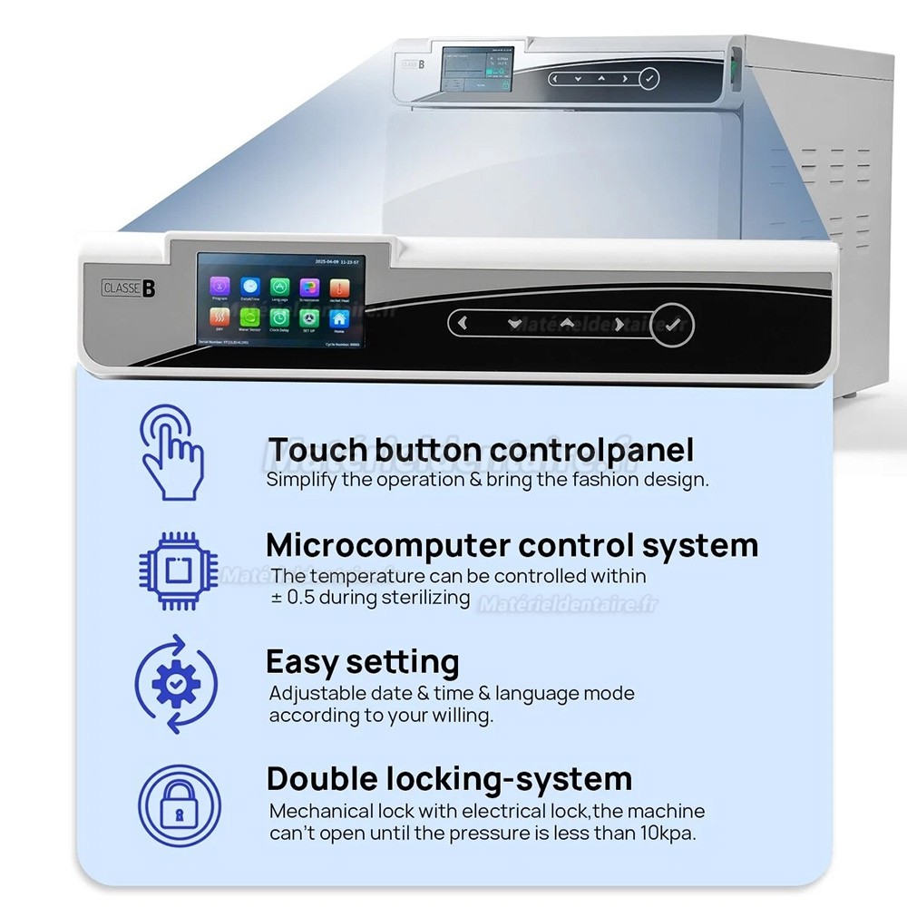 Stérilisateur à vapeur autoclave dentaire Fomos Linea 17L/22L avec imprimante intégrée, classe B